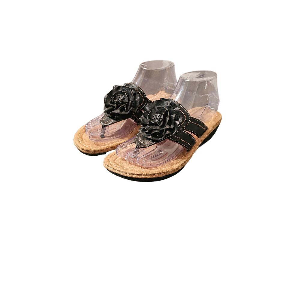 Cliffs‎ Sandals Shoes Size 6M Womens Black Carnation Flower top